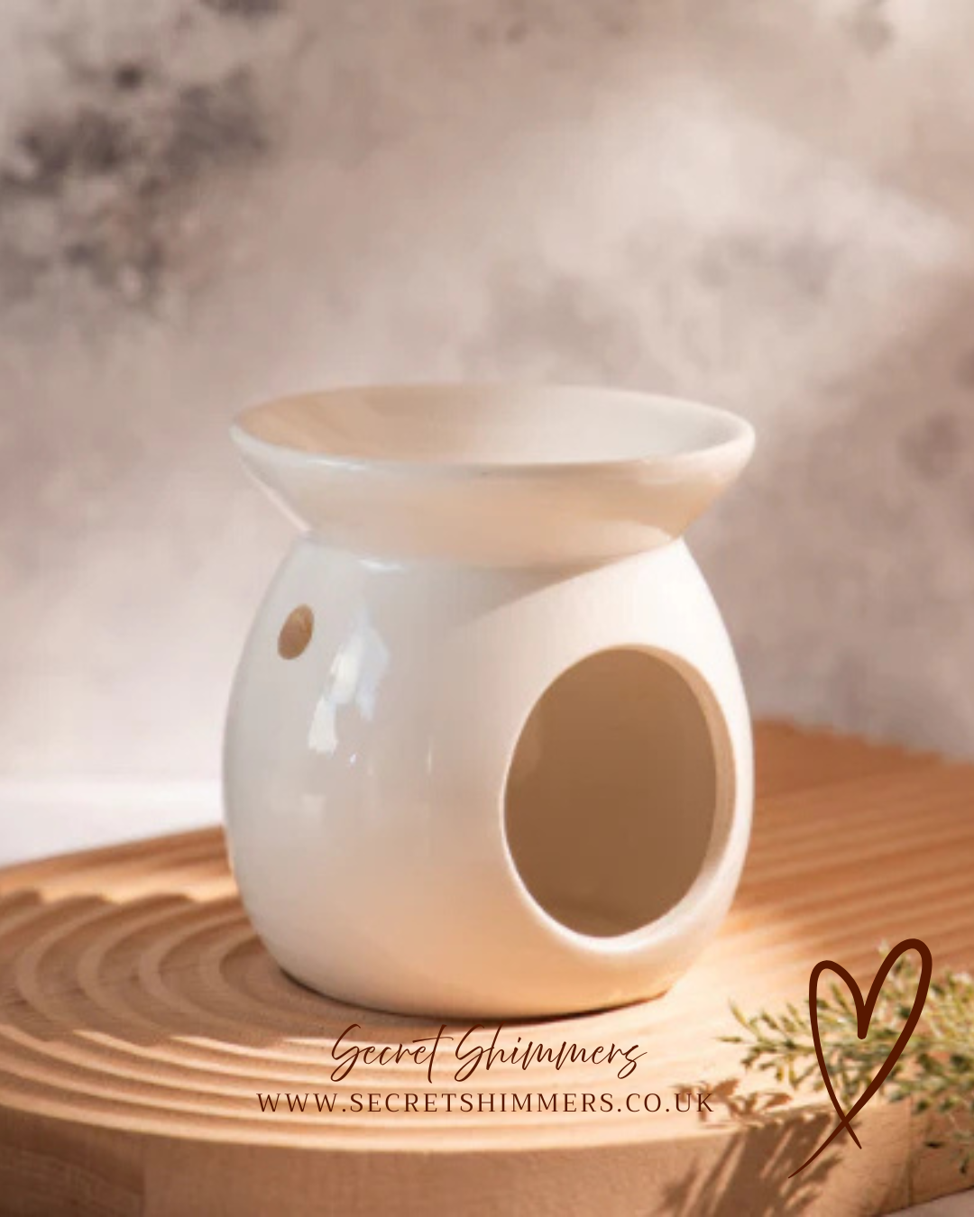 White Ceramic Wax Melt Burner – Home Fragrance Accessory | Secret Shimmers